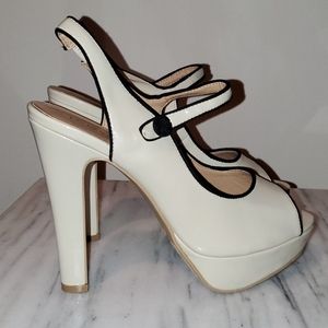 5" LC Winnie Cream Peep Toe Heels